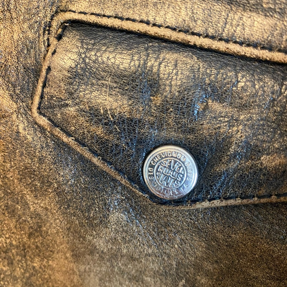 Vintage Chevignon Brown Genuine Leather Distressed Indie Biker Jacket Women S - Picture 4 of 16